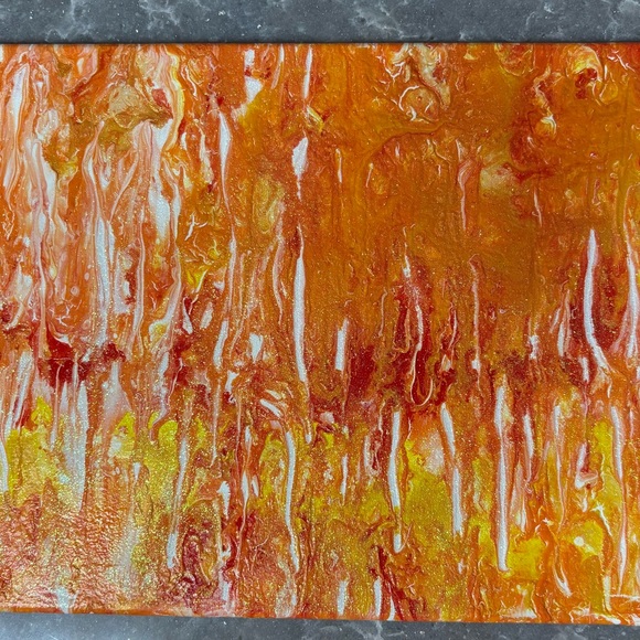 Handmade Other - Hand painted Vibrant Abstract Orange and Yellow Art on Stretched Canvas 11”x14”